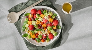 Melon and Feta Salad with Honey Lemon Vinaigrette
