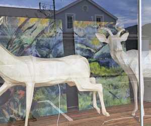 Art Displayed in Shop Front Window of Makers