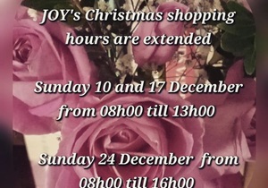 JOY's Christmas shopping hours are extended!