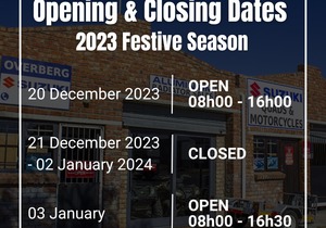 Holiday Closure Announcement from Overberg Suzuki!