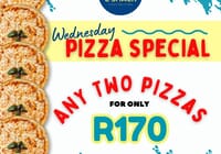 Wednesday Special: 2 Pizzas for R170