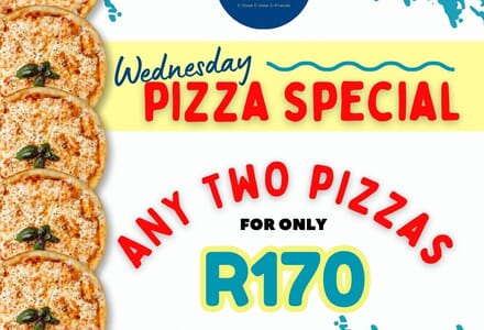 Wednesday Special: 2 Pizzas for R170