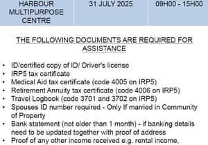 SARS MOBILE UNIT VISITING OVERSTRAND IN JULY 2025