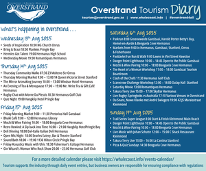 Whale Coast Weekend Events: 13 - 17 August 2025