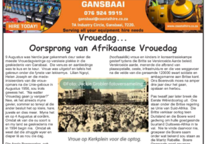 Gans-Berg Nuus - 15 August 2025