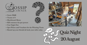20 August 2025: Quiz Night at Gossip Corner