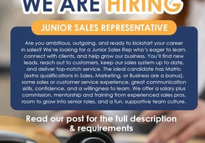 We’re Hiring: Junior Sales Representative