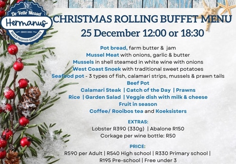 DE VETTE MOSSEL HERMANUS - CHRISTMAS MENU!