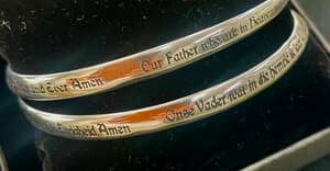 Silver Bangles with the Our Father Prayer