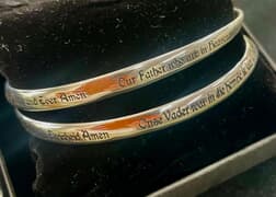 Silver Bangles with the Our Father Prayer
