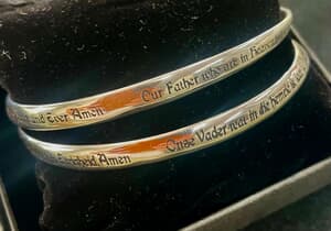 Silver Bangles with the Our Father Prayer