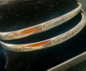 Silver Bangles with the Our Father Prayer