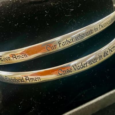Silver Bangles with the Our Father Prayer