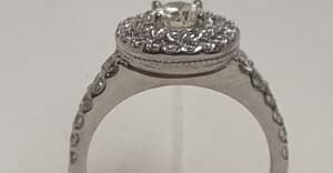 18ct White Gold Diamond Halo Ring Shipped to Ireland