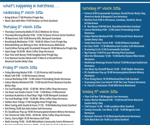 Overstrand Tourism Diary: 11 - 15 March 2026