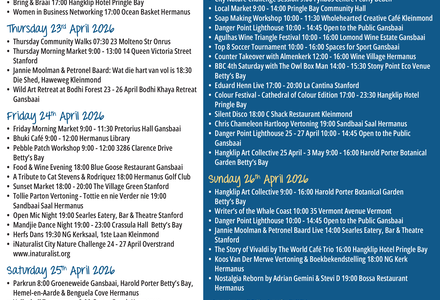 Overstrand Tourism Diary: 22 - 27 April 2026