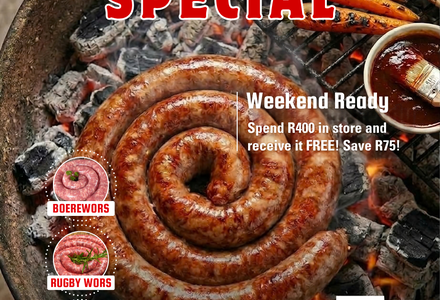 Spend R400 and Get a FREE Braaiwors Pack