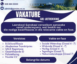VAKATURE: SBL-BETREKKING BY LAERSKOOL GANSBAAI