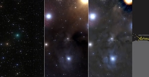 Comet 10P Tempel 2 and Rho Ophiuchi Nebula