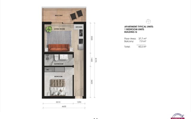 1 Bedroom Apartment Plan