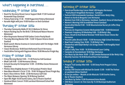 Overstrand Tourism Diary: 7 - 11 Oct 2026