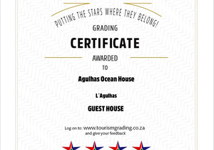 Agulhas Ocean House Receives 4-Star Grading!