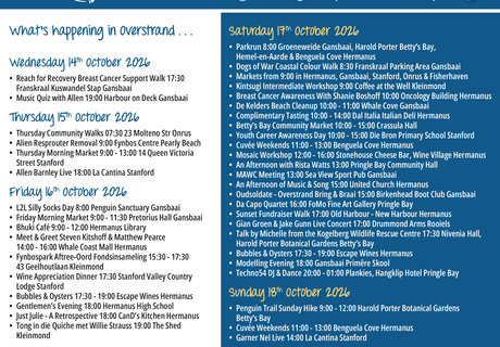 Overstrand Tourism Diary: 14 - 18 Oct 2026