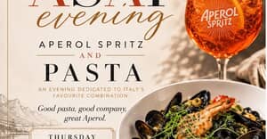 29 October 2026: Aperol Spritz and Pasta Evening