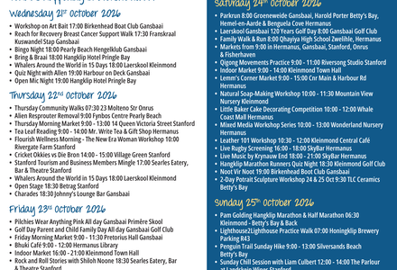 Overstrand Tourism Diary: 21 - 25 Oct 2026