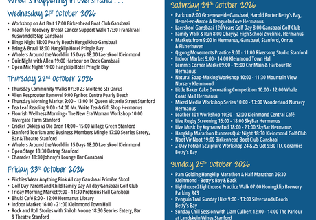 Overstrand Tourism Diary: 21 - 25 Oct 2026