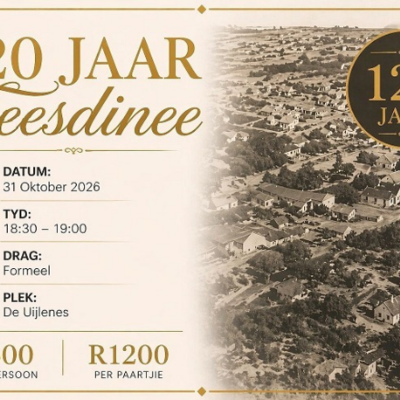 Laaste Sitplekke vir die 120 Jaar Feesdinee