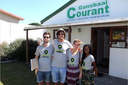 Federico Paoli, Roland Smit, Alessandra Barnato and Grace Rangata visited the Gansbaai Courant office on Friday.