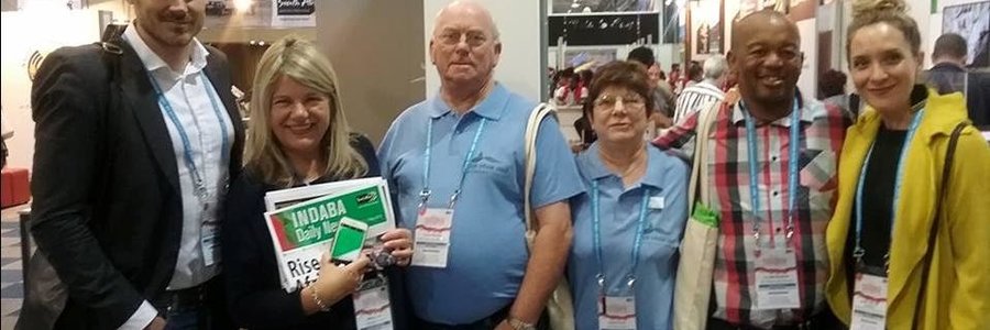 From ltr: Tim Harris (CEO Wesgro), Frieda Lloyd (Manager Cape Whale Coast Tourism), Cnllr Dudley Coetzee (Overstrand Municipality), Glenda Kitley  (Manager  Gansbaai  Tourism),  Soli  Madikane  (Overstrand Municipality) and Mariette du Toit-Helmbold (Destinate) 