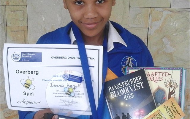 Tsoanelo Haarhoff (11), ‘n Graad 5 leerder van Gansbaai Primêr, het uitstekend tydens die jaarlikse WOW Spelkompetisie gevaar. 