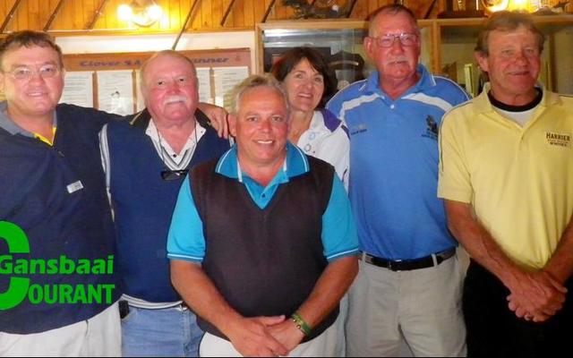 Die wenners van die Beeskraal Ope Gholfdag verlede Saterdag. Vlnr is Andre Gouws (Tollies), Bobby Brandt (Osse), Jacques Nell (Klubkaptein), Gina Esterhuizen (Koeie), Bev Swart (Borg) en Leon Hattingh (Bulle). 