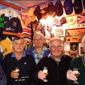 Craft beer tasting in David MacDonald’s “museum house” in Pearly Beach with some friends. From ltr Pietie van Dyk, Hermie Schonken, Robert Pace, Gerrie Barnard and David MacDonald (host).