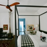 Pool Room with 4 poster bed, full bathroom, fire place and access to pool