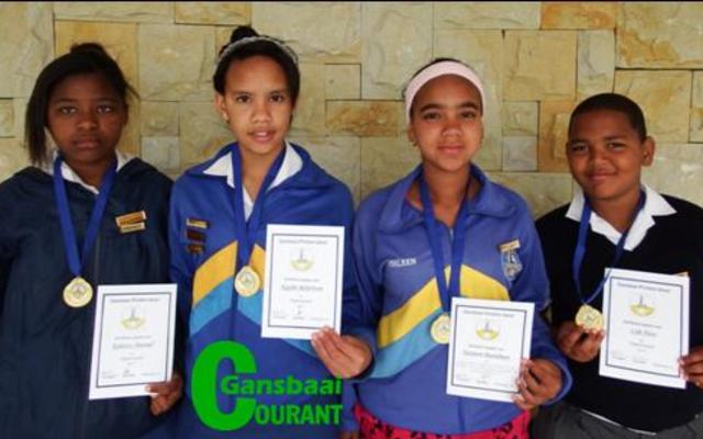 Intersen Toppresteerders: Vlnr Kalistos Manuel, Kaylin Robertson, Tazneen Baardman en Lyle Hess. 