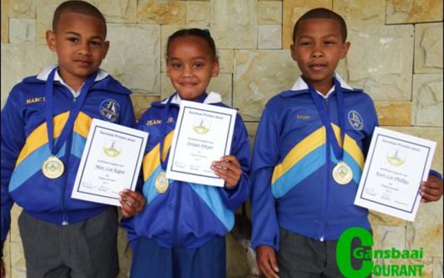 Grondslagfase Toppresteerders: Vlnr Marc-Lee Kapot,  Jenique Dreyer en Kurt-Lee Phillips.