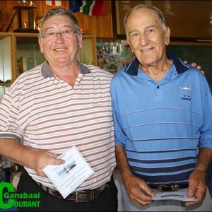 Louis van der Vyver en Pierre Lombard glimlag breed oor hul derde posisie na ‘n dag van gesellige gholf.