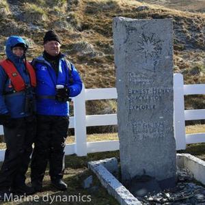 Wilfred  Chivell  and  Susan  Visagie visited the grave of Sir Ernest Shackleton who undertook three expeditions to the Antarctic on his ship, Endurance.  He died  in  1921  of a heart attack  after the third expedition. At his wife’s request he was buried there.