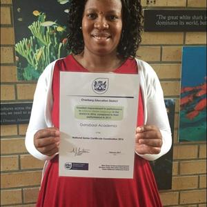 Olivia Nojozi, grade 12 educator in isiXhosa with the diploma: “Greatest improvement in performance in isiXhosa in the district in 2016, compared to their performance in 2015”.   