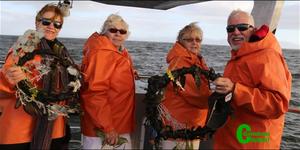 Showing their respect for the drowned and survivers of the Birkenhead, and all the way from Chicago to attend this memorial event are far left: Sheila Scuoltz and far right her husband, Pieter.  Cecily du Plessis and Sticki Barrow are from  Sandbaai.