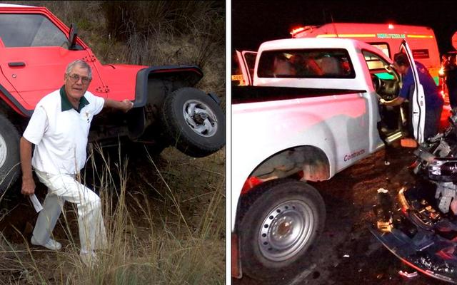 Die veiligheid van die R43-roete vanaf Hermanus tot by Die Damme word vandeesweek onder die soeklig geplaas, na twee botsings wat die afgelope naweek plaasgevind het. Links bo is die voertuig van Tommie van Niekerk wat by die Stanford-kruising in ‘n botsing met ‘n BMW betrokke was. Regs bo is twee van die drie voertuie wat ook op die R43 by die Stanfordsbaai/De Kelders afrit betrokke was. 