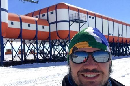 Padraig  Riley,  Radar  Engineer  for the South African National Space Agency based in Hermanus. Pictured here in front of the South African base in Antarctica, Padraig shared the adventure of “A year on the Ice”, about  playing  a  role  in  the  South  African National Antarctic Expedition 55 during 2015.