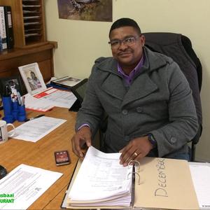 PJ Mersma, Chief Fishery Control Officer at his desk at the Gansbaai Harbour  Administration Offices from where he administers the quotas of the local pelagic trawlers. 