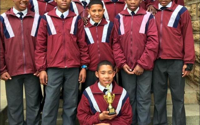 The Curro Sport Festival 2017 with the u/13 team as Team of the Day. Okkie Smuts beat Curro 43 - 0; draw 5 - 5 against Augsburg; beat Die Bron Primary School 55 - 5. Back from left Akeem Booysen, Ethan Gillion, Leehanno Appel and Thando Vena. Middle: Monré Philander, Marchello Appel and Lutho Stemela. Front: Lucien Baadjies, Lilitha Hlazo, Zaid Abrahams, Xolosani Hlangu and Nahum Plaatjies. Sitting in front with the trophy is the captain, Damian van Heerden.