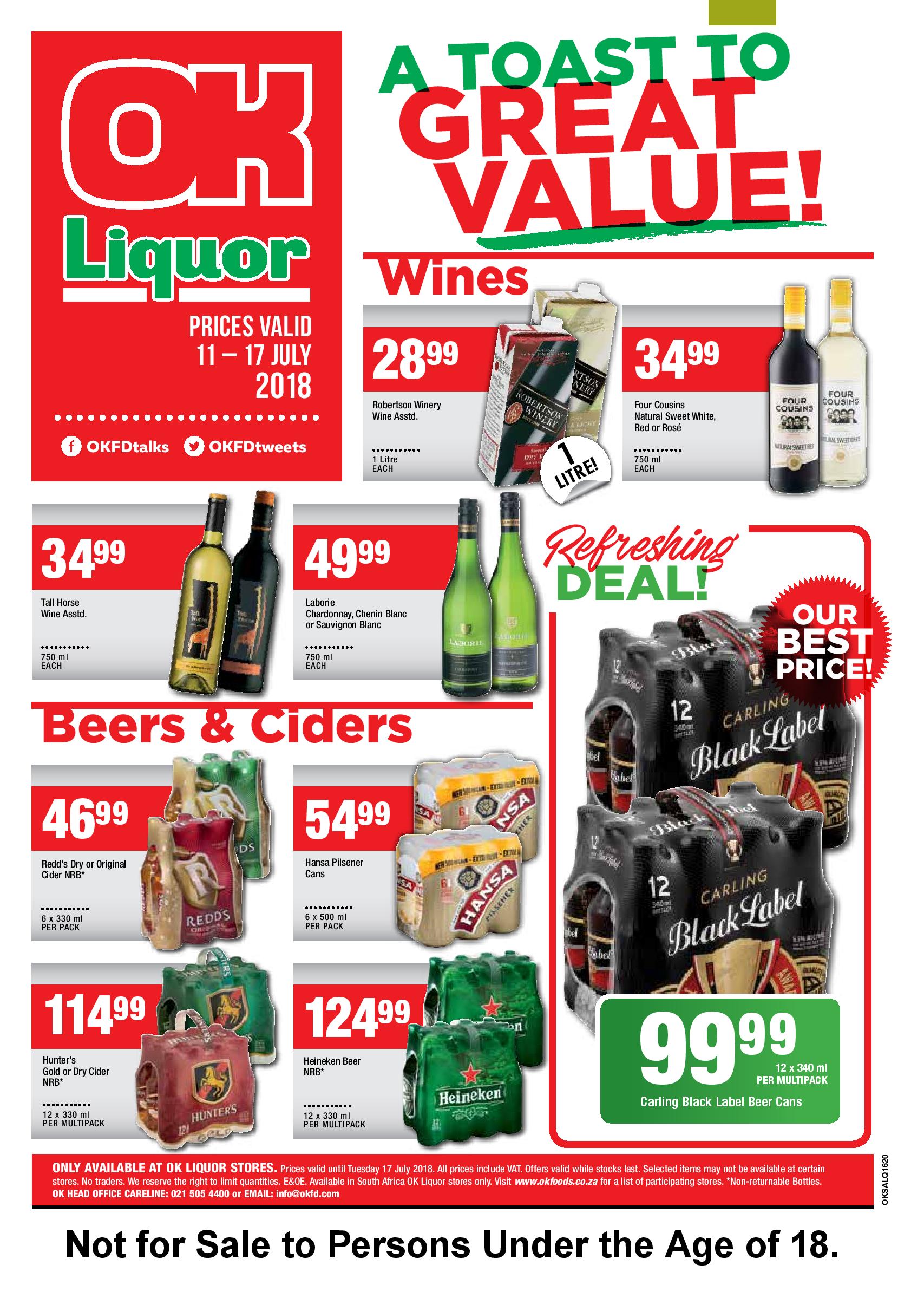Great specials on liquor at OK Liquor