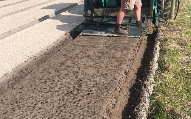 Bed forming plate behind rotavator for Madron farming Stanford