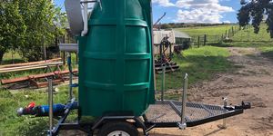 Mobile toilet trailer for Madron farming Stanford
